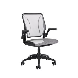 Diffrient World Chair Black Frame White Mesh Side View