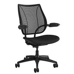 Liberty Task Chair: Black Frame, Black Fabric with automatic lumbar support