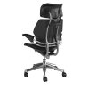 A freedom black headrest polished aluminium ticino leather chair